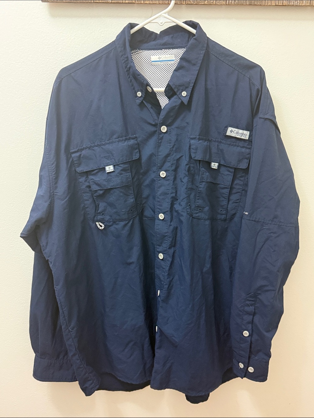 Columbia Men's Navy Button-Front Outdoor Shirt